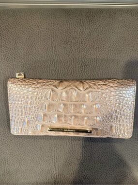 Brahmin Metallic Croc-Embossed Zip Wallet
